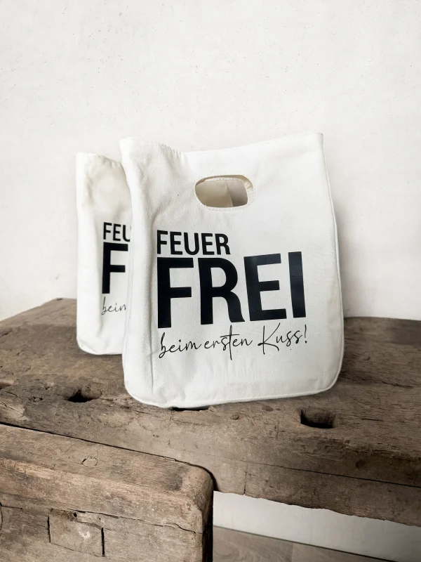 Stoffbeutel "Feuer frei beim ersten Kuss"